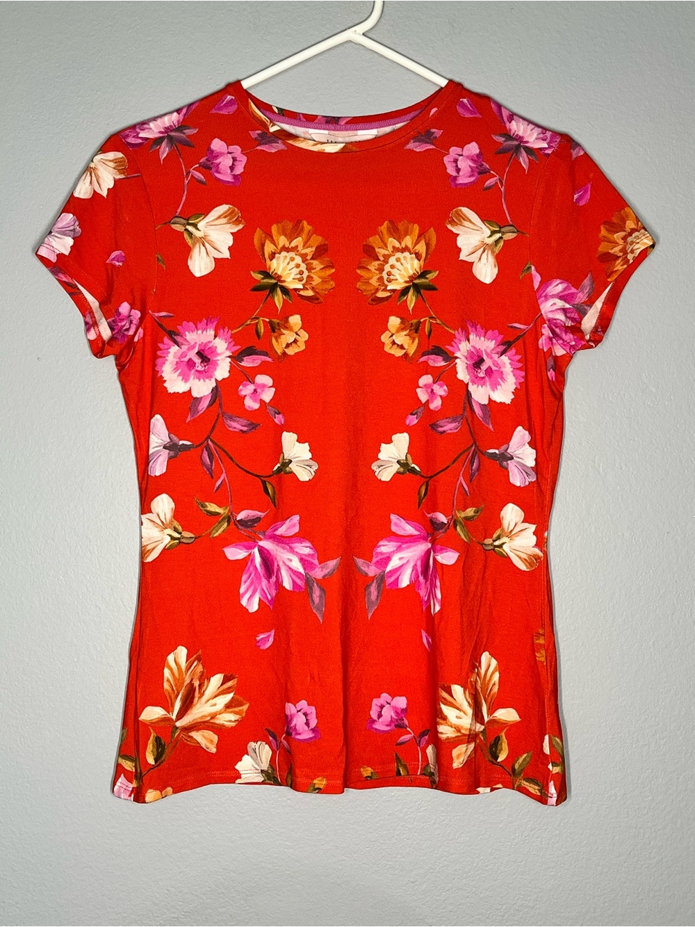 Ted Baker London Floral Print Short Sleeve Top Size 2 / US 6